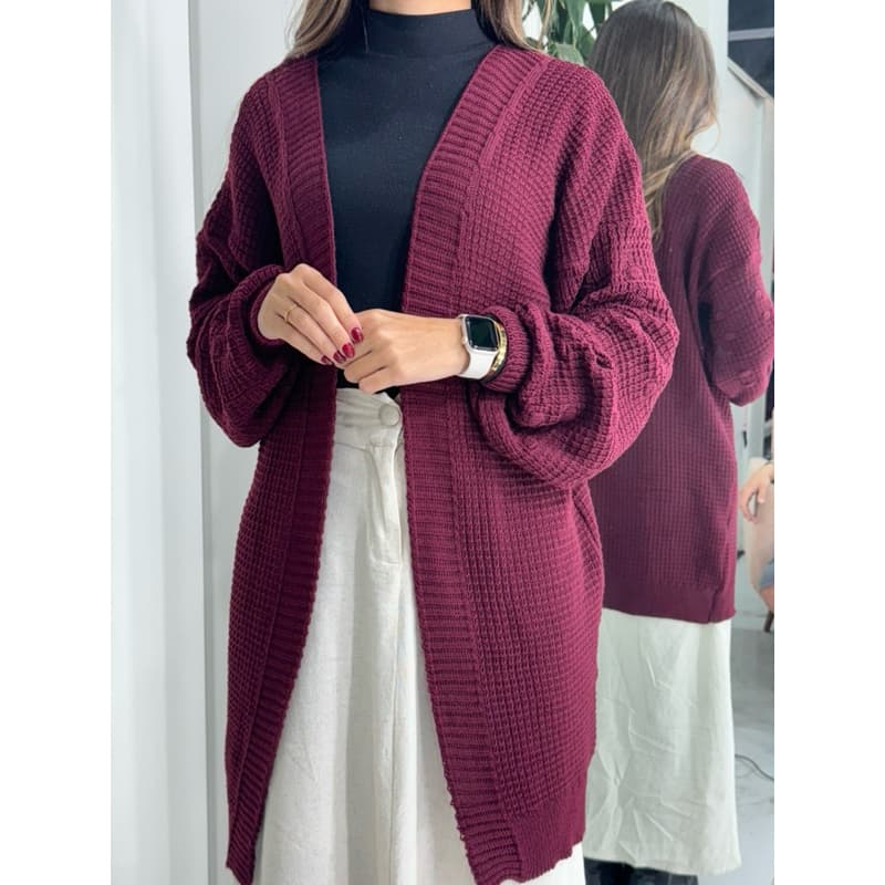 Casaco Kardigan Kimono Moda Tricot Manga PomPom Inverno Estudo Trabalho Passeio Basio Versátil Elagante Confortável