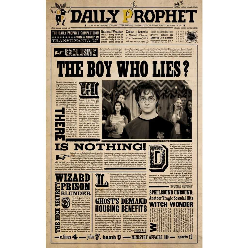 Pôster Decorativo A4 Saga Literária Harry Potter Profeta Diário Hogwarts Grifinória Sonserina Cornival Lufa-Lufa
