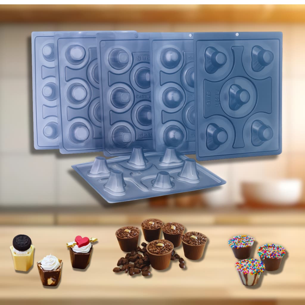 FORMA BWB 3 partes silicone chocolate doces finos copos mousse copinhos licor semiprofissional 5g 10g 20g 30g 40g 50g