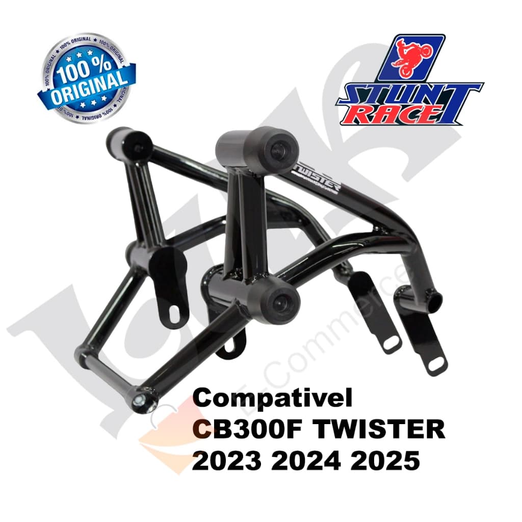 Protetor Motor Carenagem Stunt Race Cb 300f Twister 2023 2024 2025 Preto Brilhante