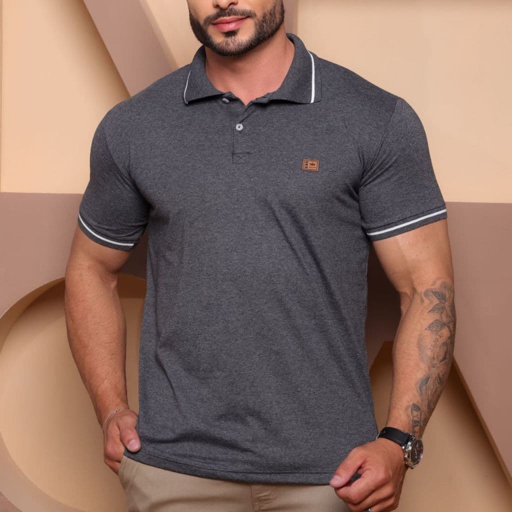 Camisa Básica Gola Polo  Camiseta Masculina Tamanho Padrão alta Qualidade 100% Algodão