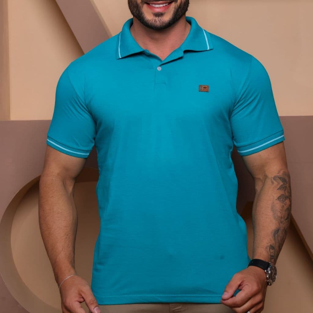 camiseta  adulto masculina algodão moda gola polo masculino
