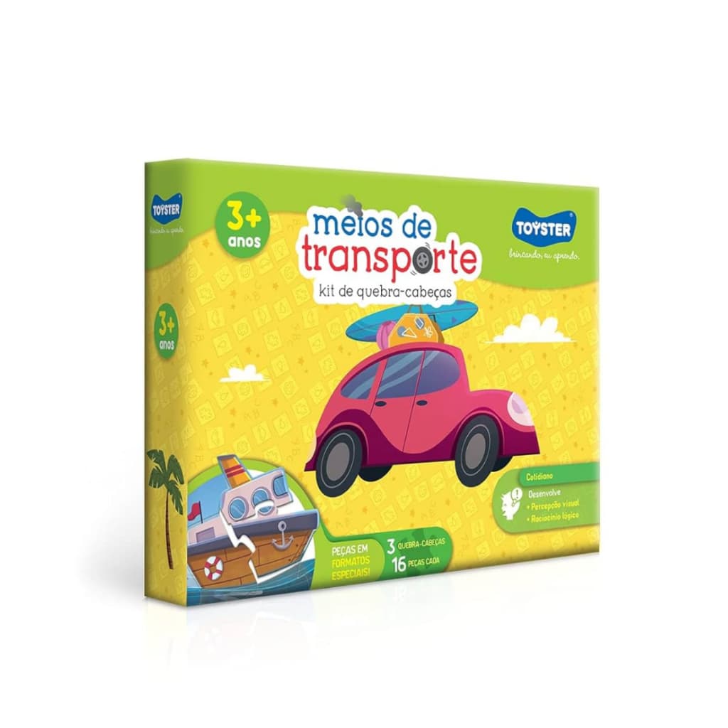 Kit de Quebra-Cabeças Meios de Transporte (3 Quebra-Cabeças, 16 Peças Cada) - Toyster 3014