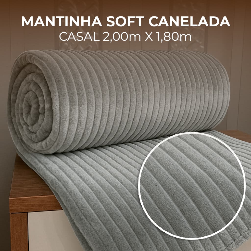 Manta Casal Cobertor Aveludado 2,00m X 1,80m Mantinha Soft Canelada