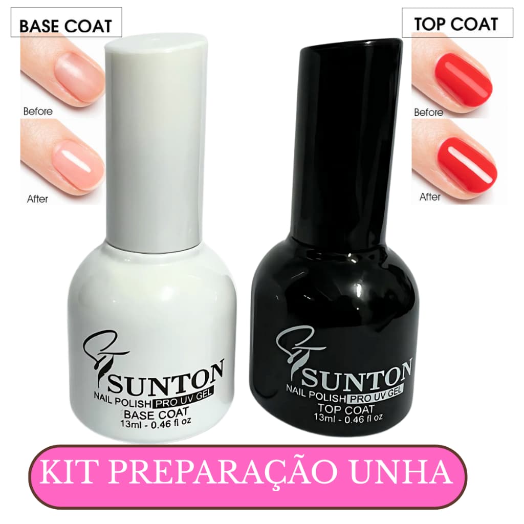 Kit Preparacao unhas em gel  Base Coat + Top Coat 13ml | Unhas em Gel Blindadas