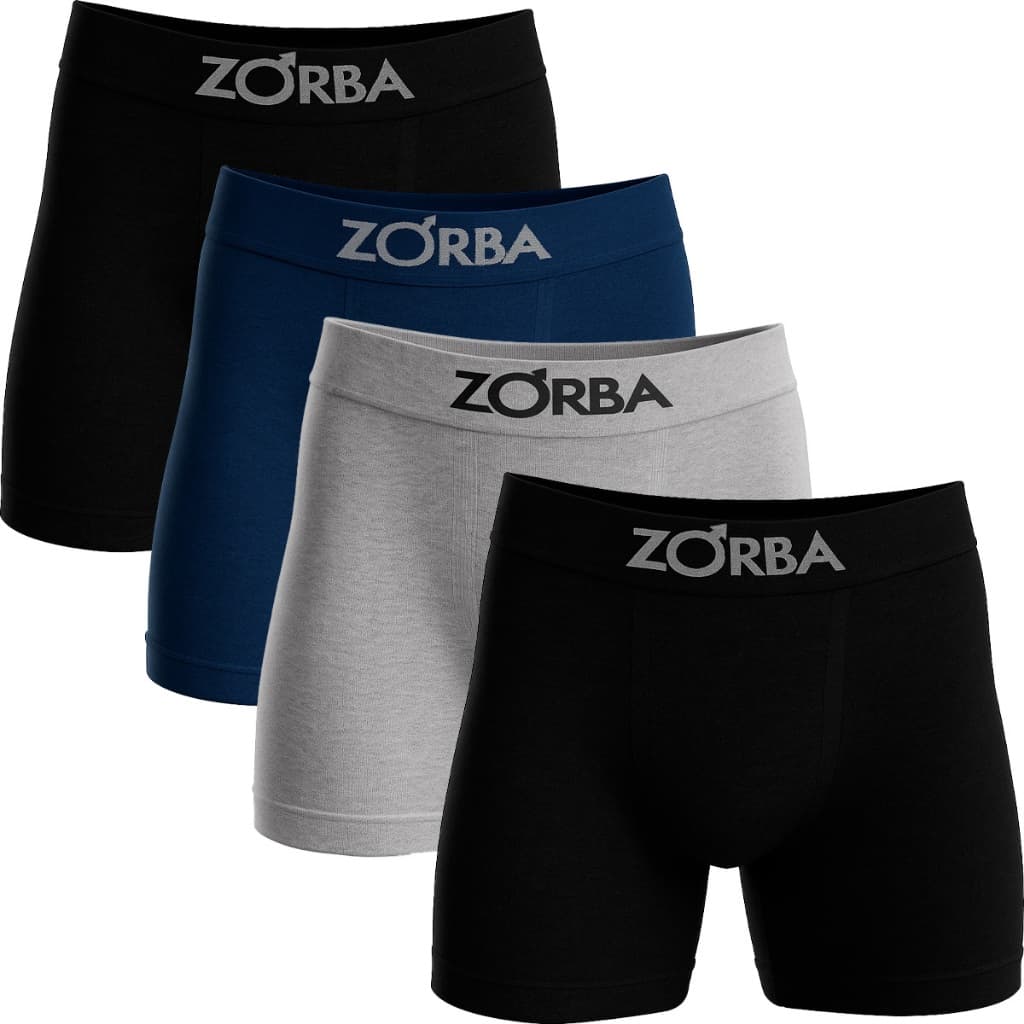 Kit  4 Cuecas Zorba Boxer Algodão Sem Costura Cueca Box Masculina Elástico Confortável Cós elástico