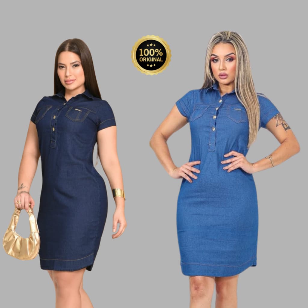 vestido soltinho feminino jeans leve e confortável casual dia a dia festa