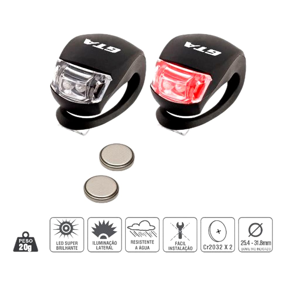 Kit 2 Sinalizador Led Gta Branco E Vermelho Bike Silicone