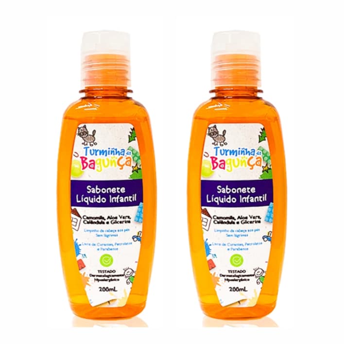 Kit 02 Sabonetes Líquido Baby TURMINHA DA BAGUNÇA 200 ml  Produto 100% Vegano