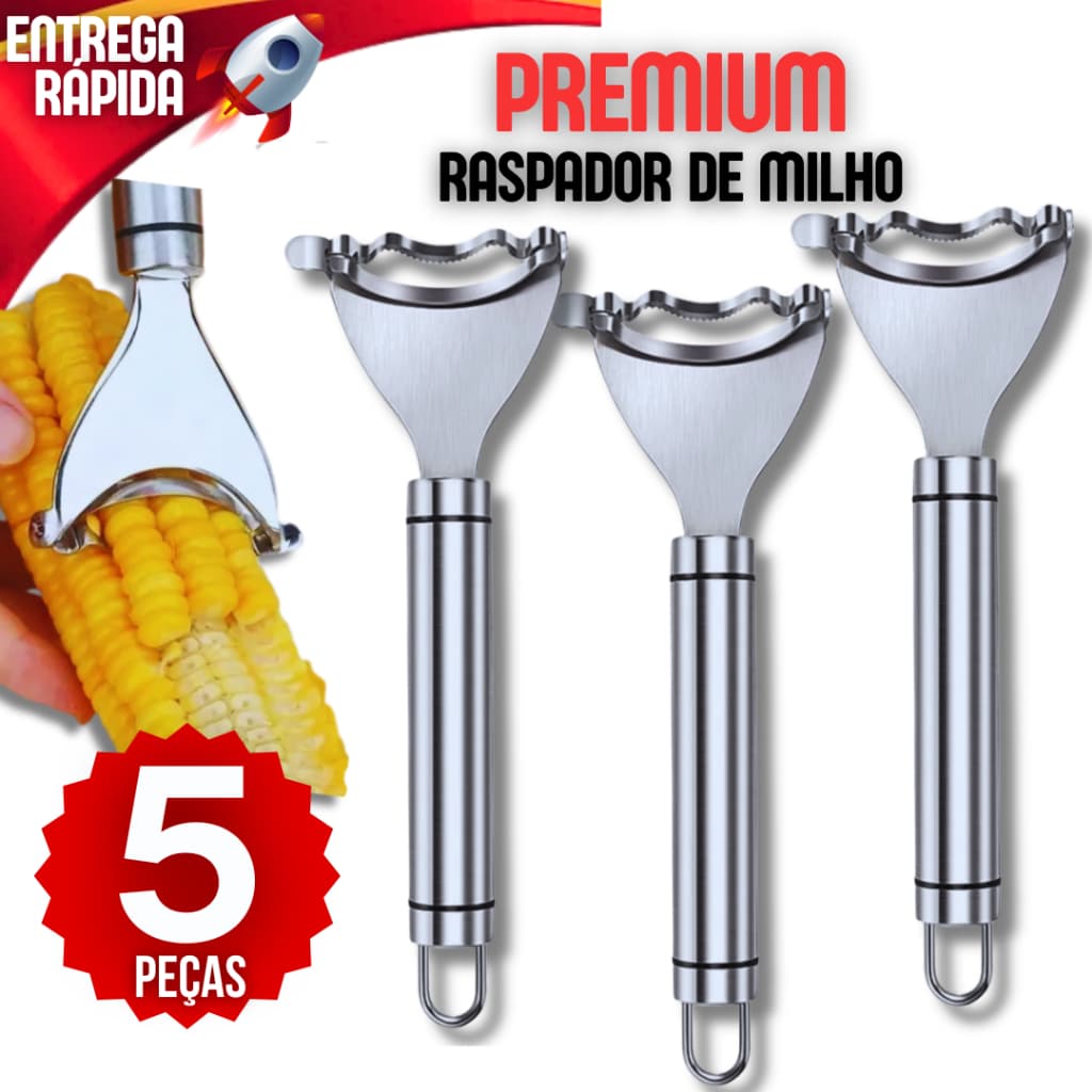 Kit 5 Descascador Inox De Milho Debulhador Raspador De Milho Fácil Prático Descasca Vegetal e Fruta