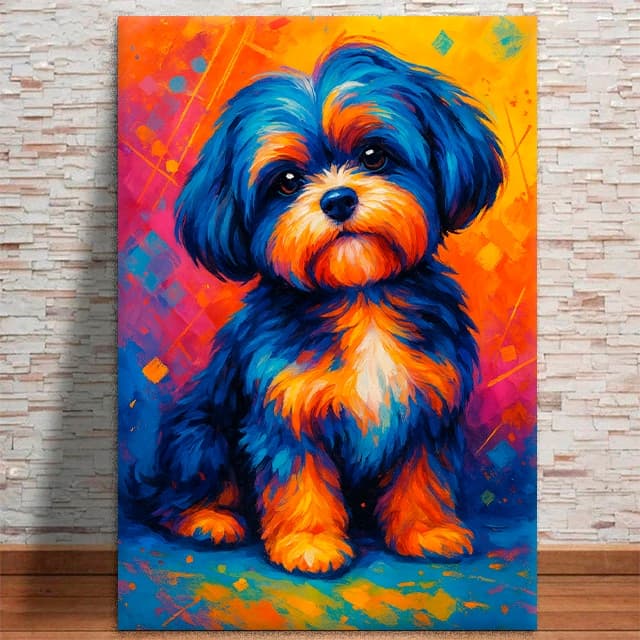 Quadro Decorativo Shih Tzu Cachorro Colorido Pet MDF 3mm 4K