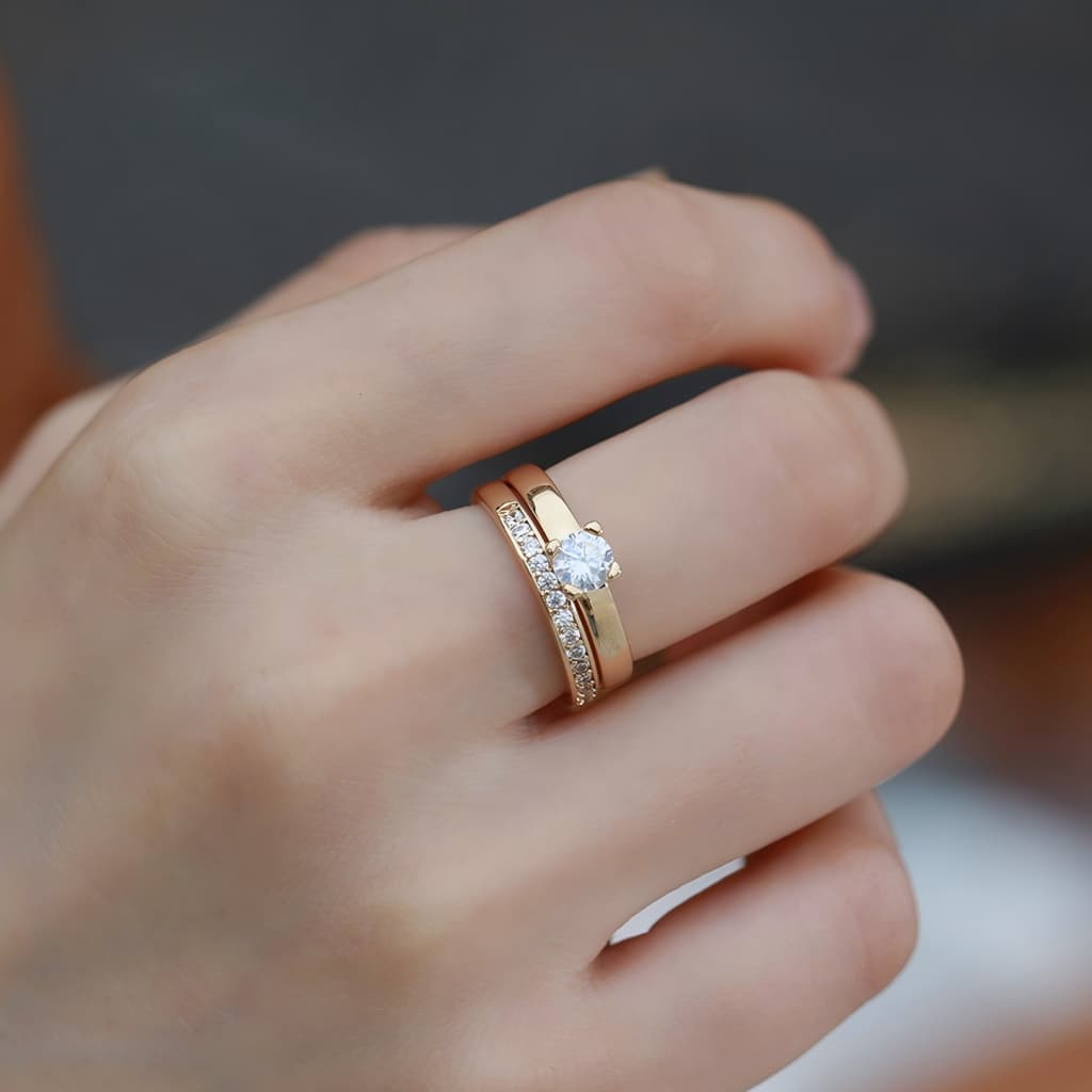 Par De Aliança Chanfrada 3mm Banhada Ouro 18k Prata 925 Solitário