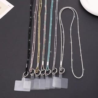 Cordão Telefônico Rhinestones Com Porta-Cartões Transparente Chaveiro Colorido