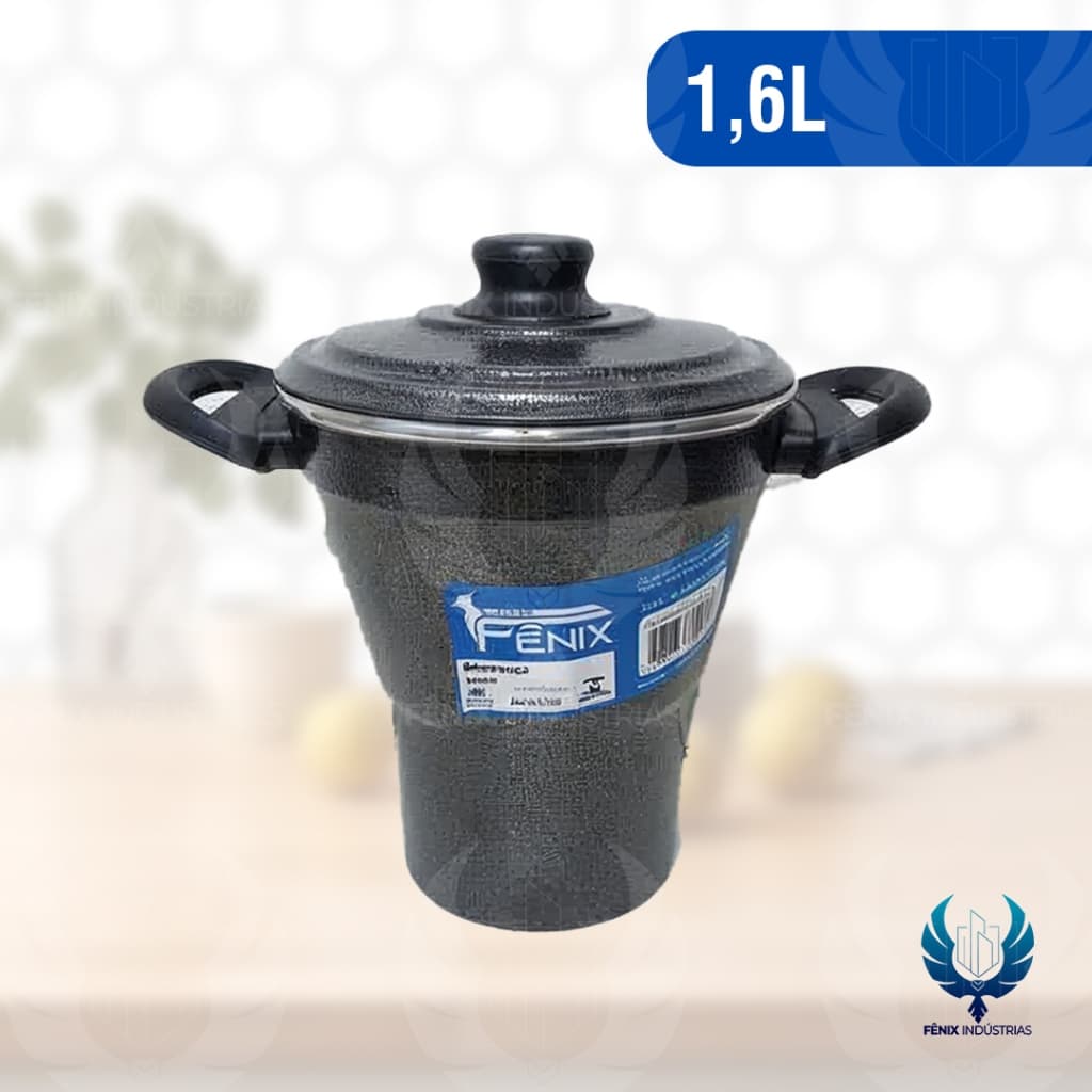 Cuscuzeiro de Alumínio Nº 16 com Tampa Craquelada – 1,6 Litro | Linha Color | Fabricado pela Indústrias Fênix