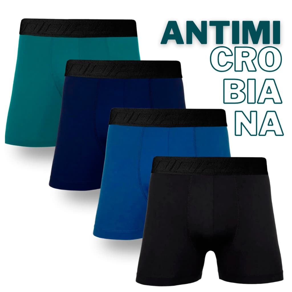 Kit 4 Cuecas Boxer Microfibra Antimicrobiana Dorbe Não Enrola Masculina Cueca Box Antimicrobiano