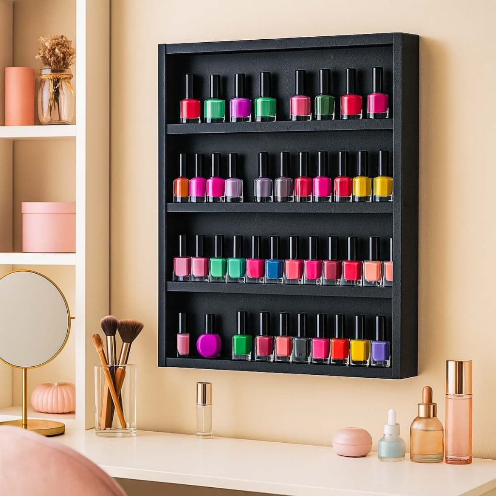 Organizador De Esmaltes Parede Manicure Pedicure MDF Suporte Para Até 50 Esmaltes Home Studio