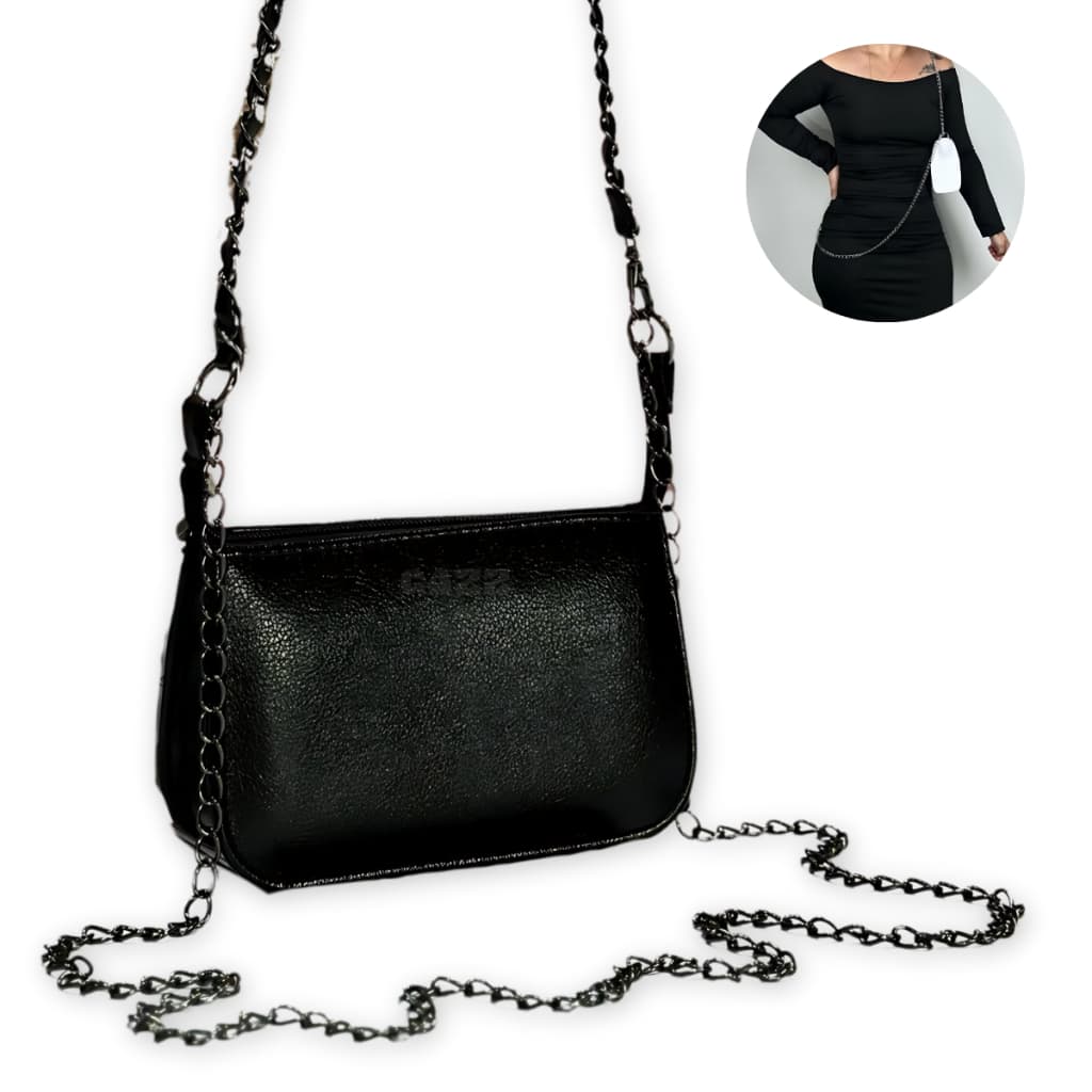 Bolsa Feminina Com Duas Correntes Alça Transversal Blogueirinha Inspiração Zad Festa Balada