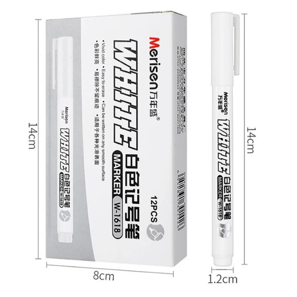 Marcador Acrílico Branco Caneta Escolar Permanente À Prova D'água 2.0mm