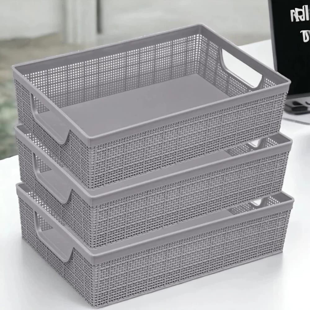 Kit 3 Cestos Organizadores Empilhável de Plástico 2 Litros Multiuso Cozinha Banheiro Cozinha