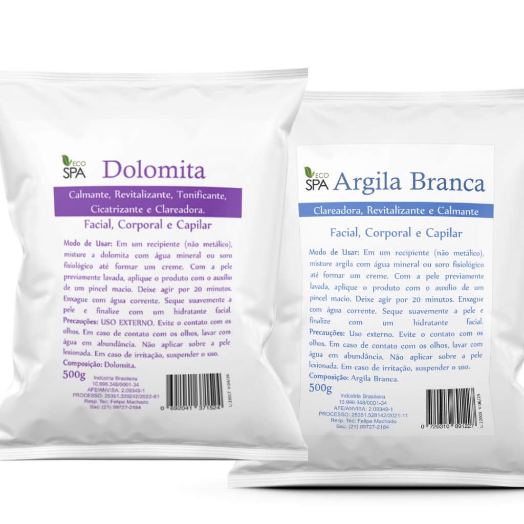Dolomita 500g Argila Branca de 500g ROSA MOSQUETA clareador de manchas, rugas, estrias, 100% puro