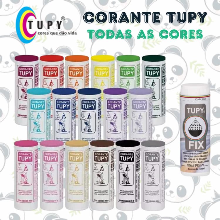 Corante Tupy para Algodão 45g Fixador Unidade Tinta Tingir Roupa