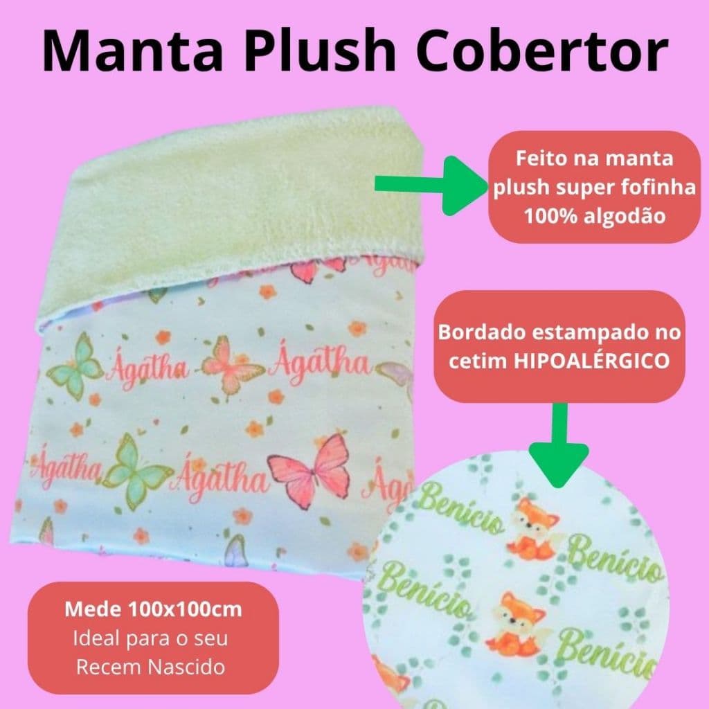 Cobertor plush com arte sublimada - MENINO E MENINA - Manta cobertor - Bebê - Recém nascido