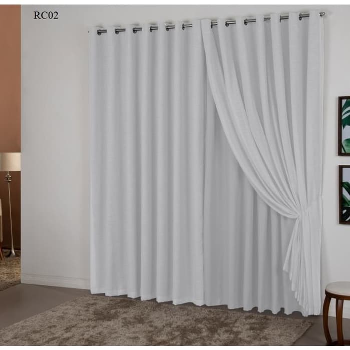 Cortina Flame Voil Gaze de Linho com Forro 4,50m x 2,70m