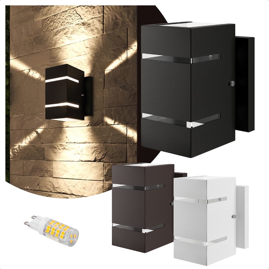 Kit 2 Arandela Catarina 8cm com Base 2 Fachos Alumínio Externo Interno Parede LED 5W -T&T Iluminação