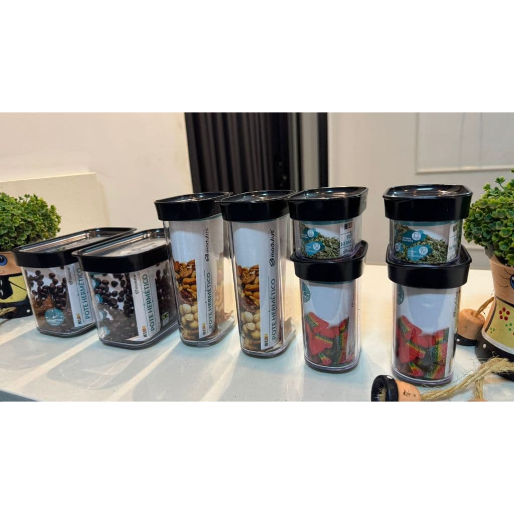 Kit 8 Potes Hermeticos Acrilico Potes Mantimentos Empilháveis Kit Mantimentos para Cozinha Promoção