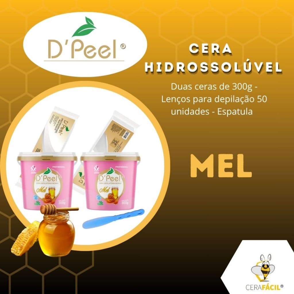 Kit 2un - Cera Hidrossolúvel 300g + Papel Depilação 50un - Espátula