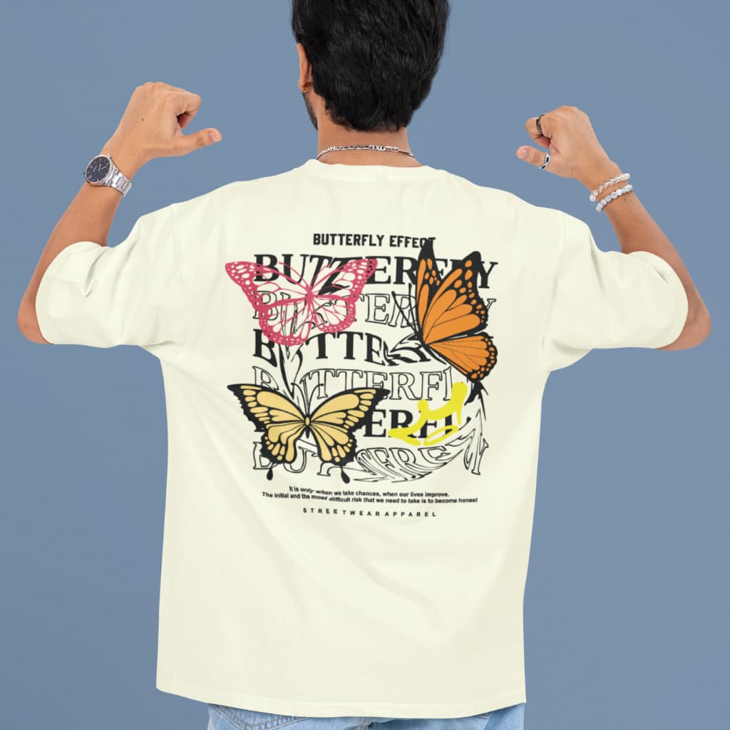Camiseta Oversized Butterly Efect Streetwear Cores