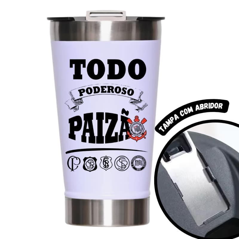 Copo Térmico Com Tampa e abridor de garrafa 500 ml Presente dia dos Pais
