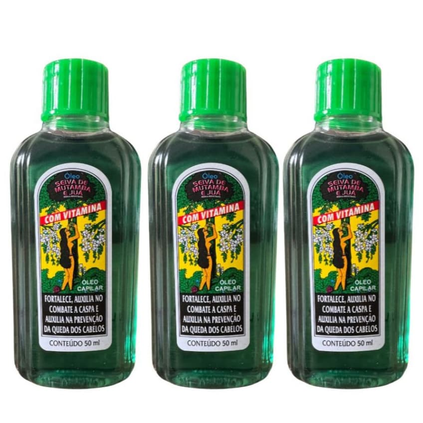 Kit 03 Óleo Seiva De Mutamba E Juá 50ml Com Vitamina Previne a Queda dos Cabelos