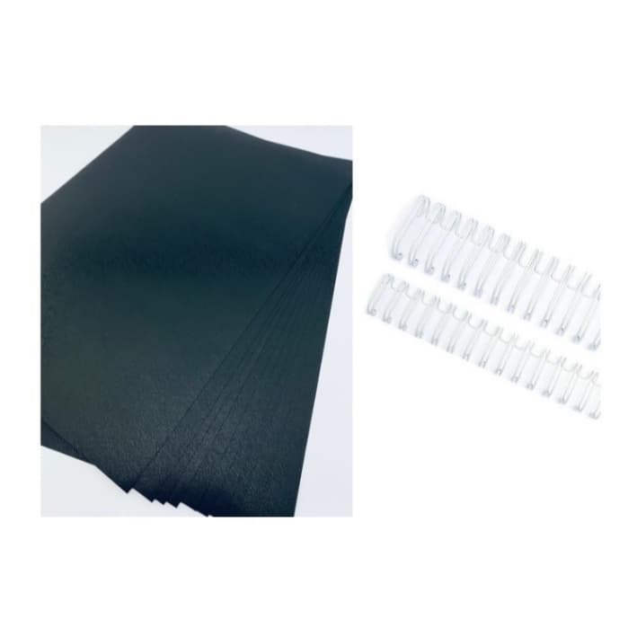 Capa A4 Preta para Encadernação com 100 unidades + 5  Wire-o de Encadernação Branco
