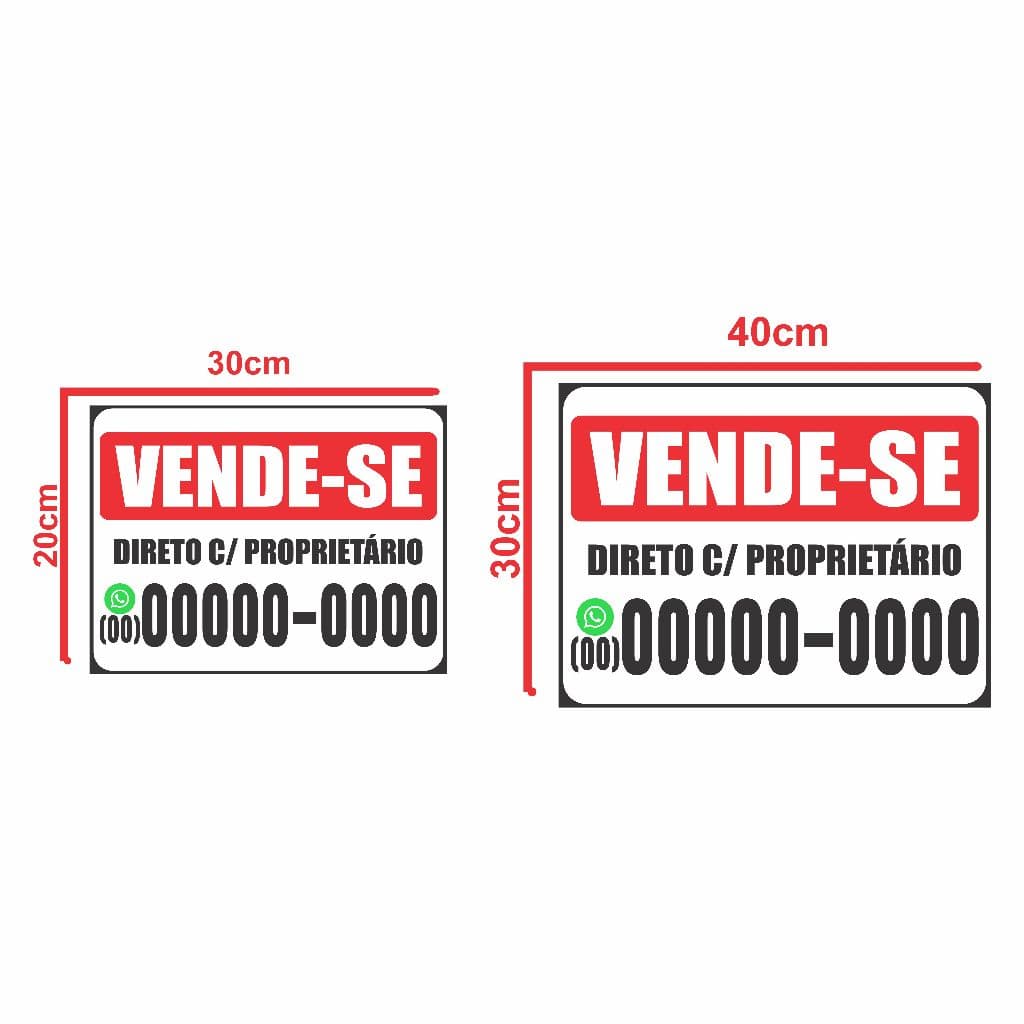 Placa de Vende-se ou Aluga-se PERSONALIZADA