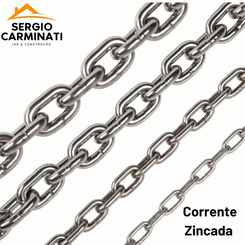 Corrente Elo Curto Soldada Galvanizada Reforçada Em Metro  - Diversos Tamanhos e Espessuras