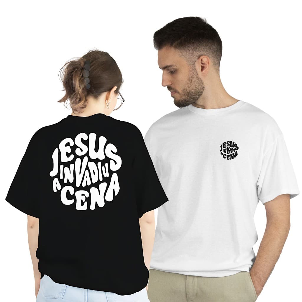 Camiseta cristã  Oversized Streetwear Camisa Masculina 100% AlgodãoJesus invadiu a cena