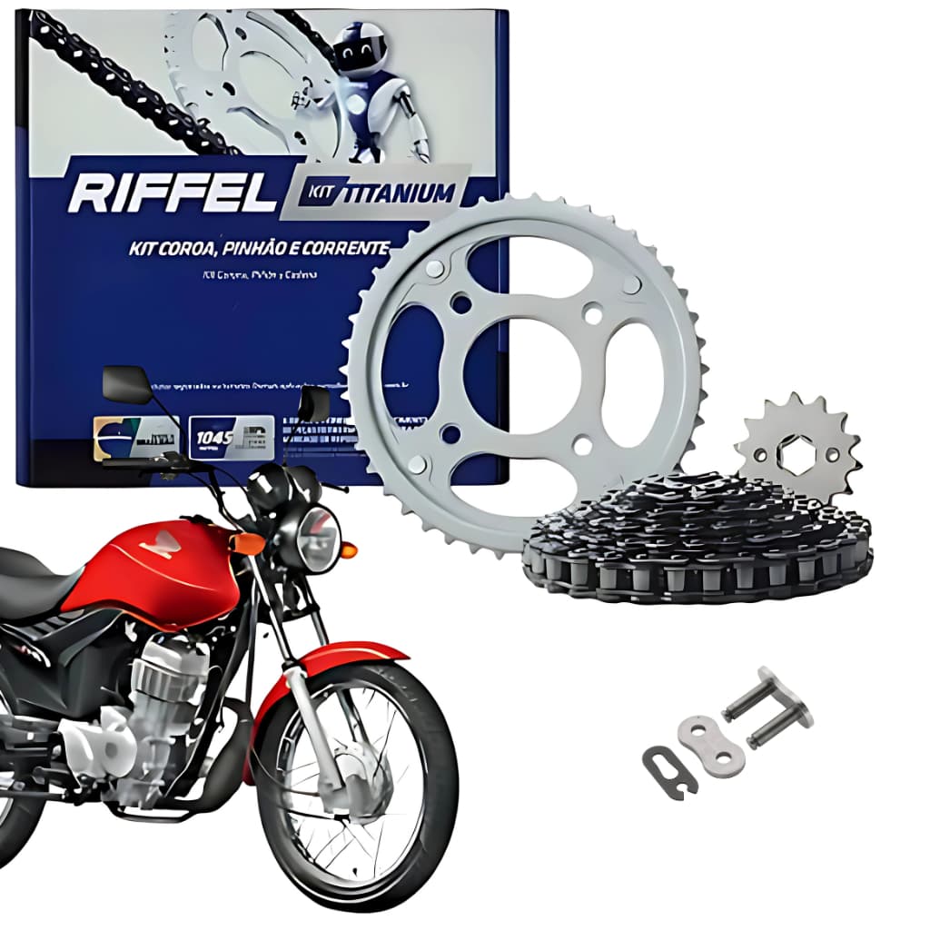Kit Relacao Tracao Transmissao Cg Titan Fan 125 2009 2010 2011 2012 2013 Riffel Original  91048