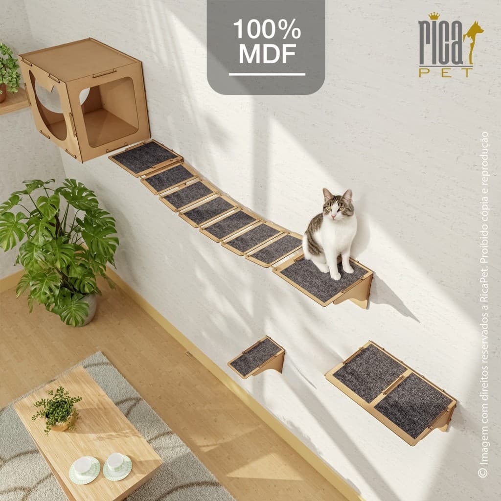 Kit Gato Playground Casa Ponte Escada Completo Brinquedo Degrau Nicho Completo