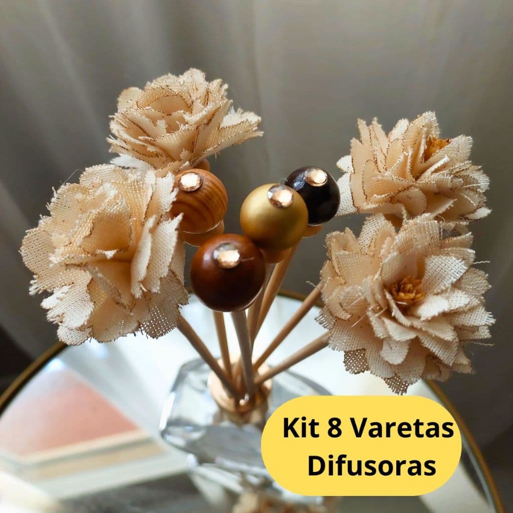 KIT 08 Varetas Decoradas Para Difusor Aromatizador de Ambientes Varetas Aromatizador Luxo