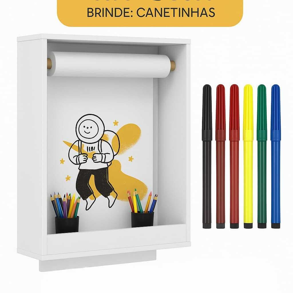 Lousa Mágica Infantil Painel de Criação de Desenhos com Rolo de Papel  Com Kit brinde de canetinhas