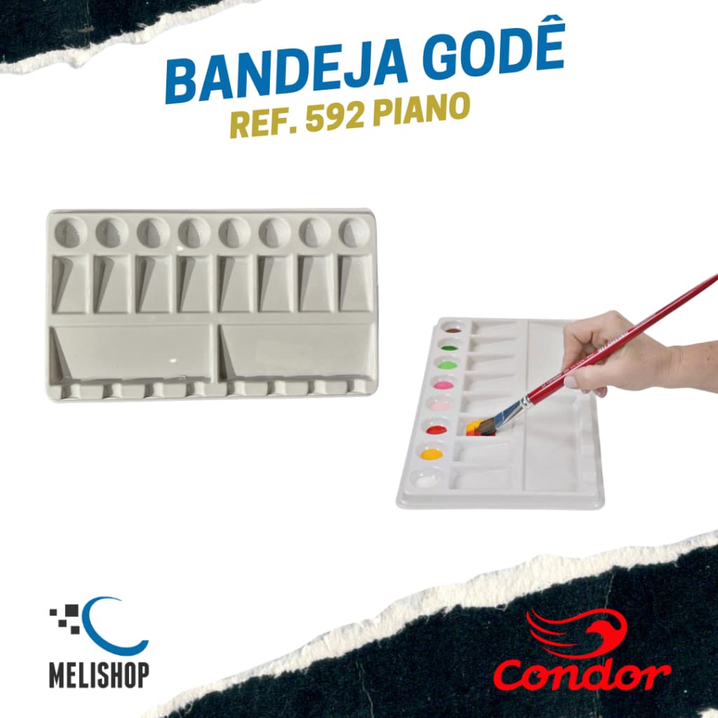 Bandeja Paleta Godê Piano para Pintura 8 Cavidades Condor REF. 592