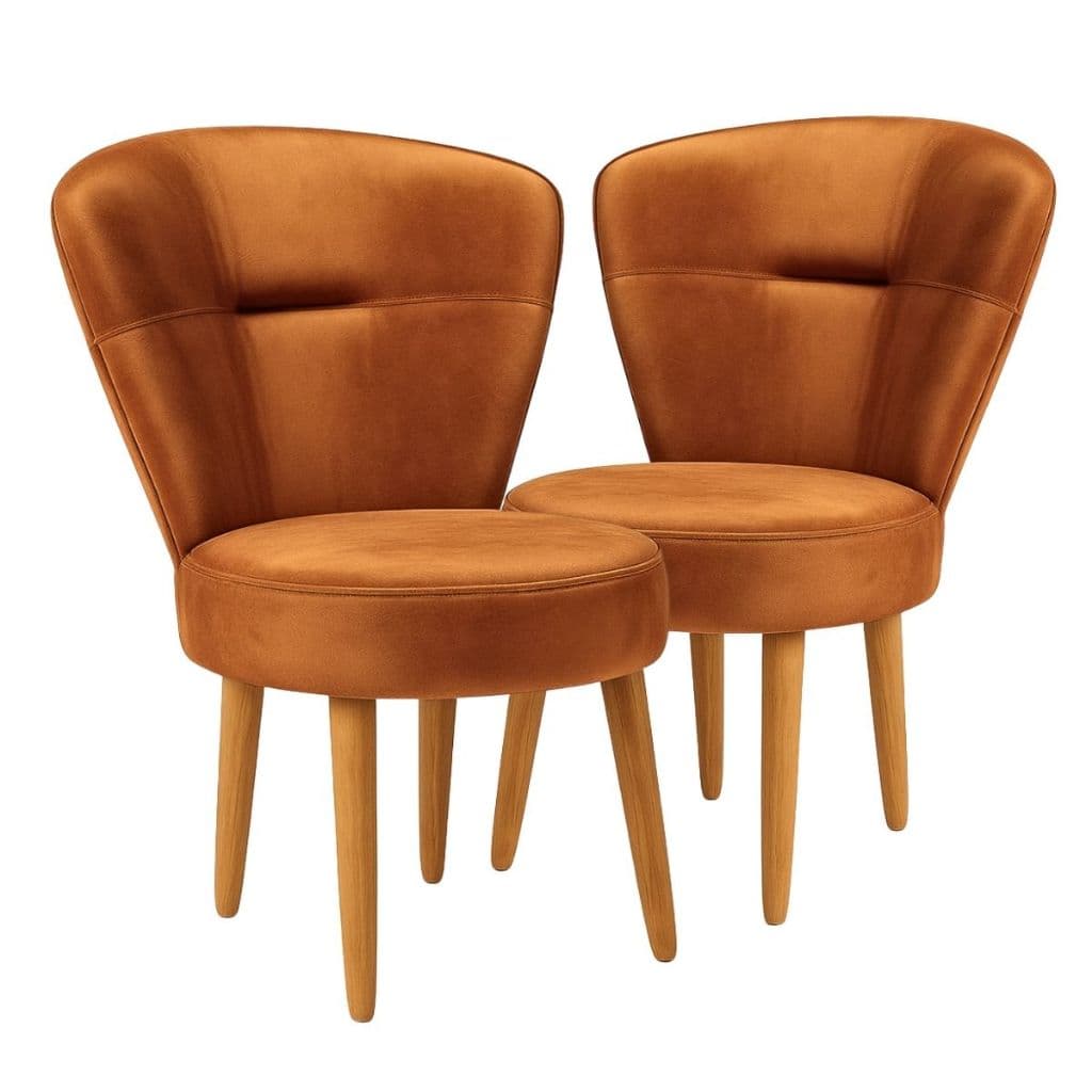 Jogo 2 Poltronas Para Recepção Mesa de Jantar Sala de Espera Tecido Veludo Confortável Pés de Madeira