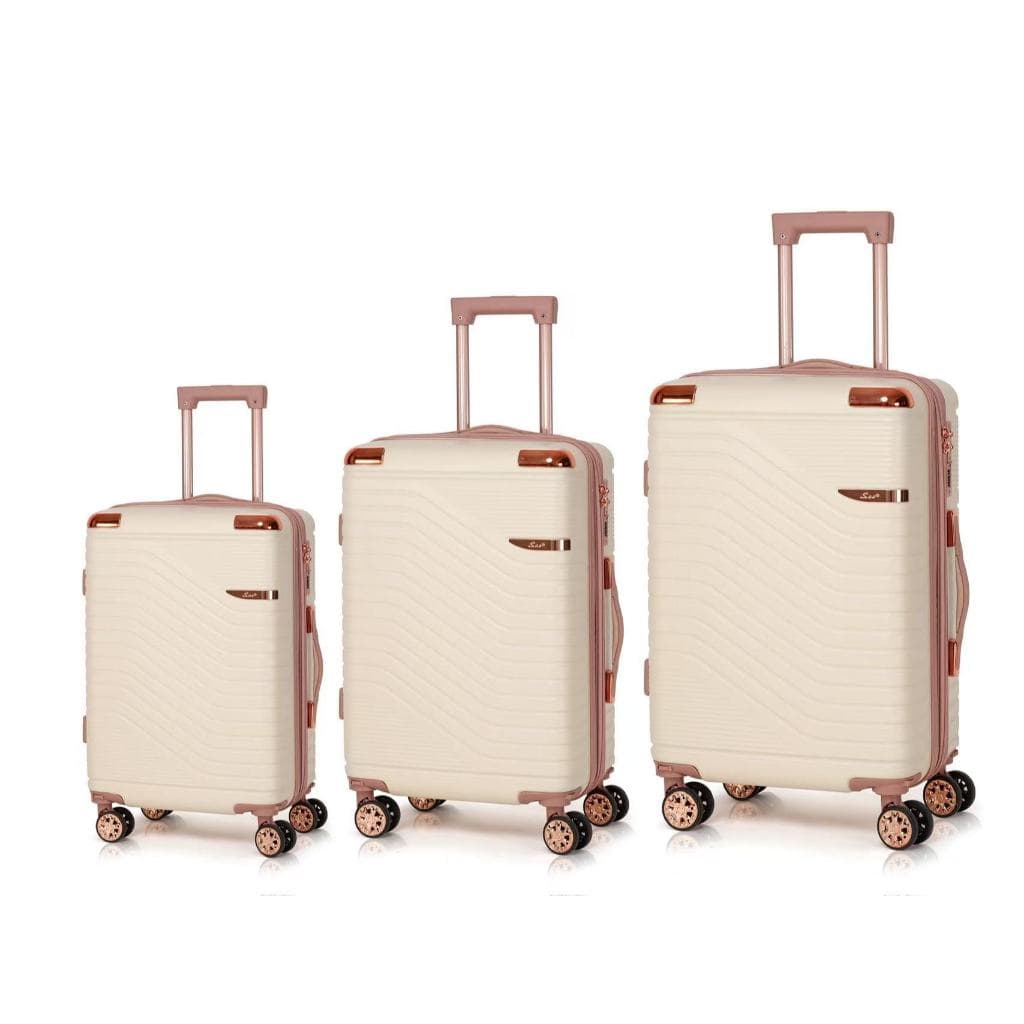 Kit3 mala Rodas Duplas 360° Cadeado Tsa Luxo zíper duplo