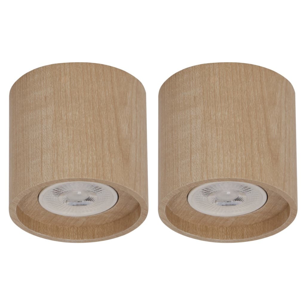 Kit 2 Spot Mr16 Sobrepor Redondo Cilindro Amadeirado Natural Gu10