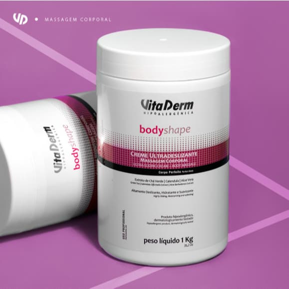 Creme Ultradeslizante Vita Derm Body Shape 1kg • Creme para Massagem Corporal • Uso Profissional