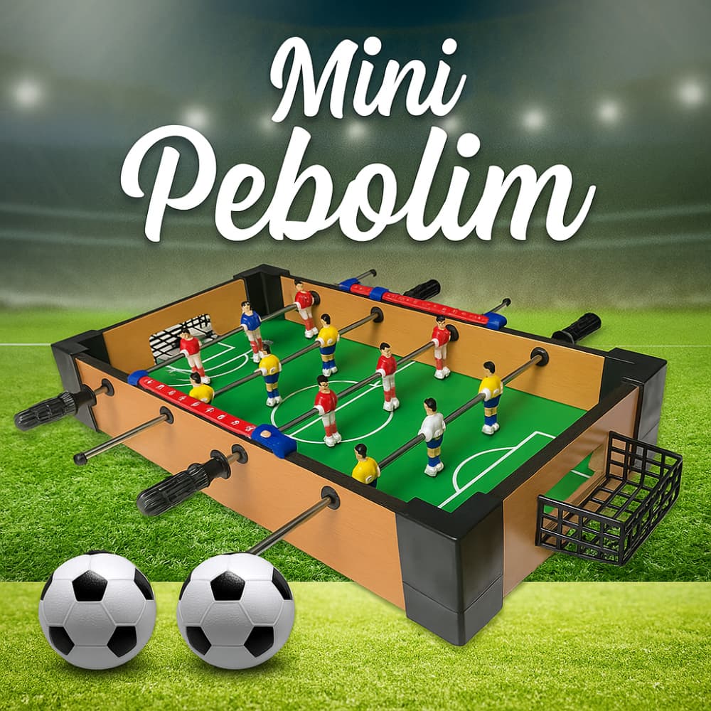 Mini Pebolim Totó Futebol De Mesa 2 Bolas E Placar Portátil
