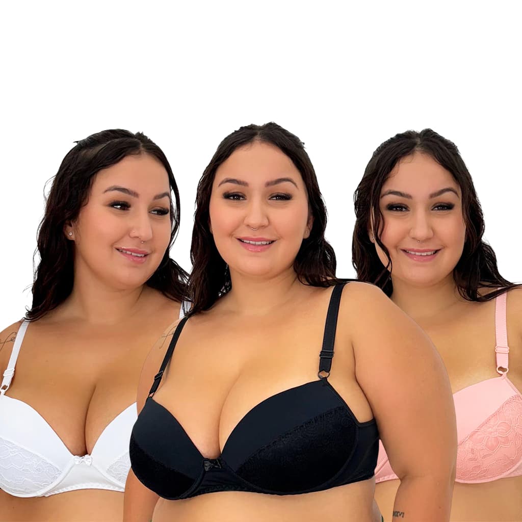 Kit 3 Sutiã Plus Size Básico Com Alça Ajustável Reforçado