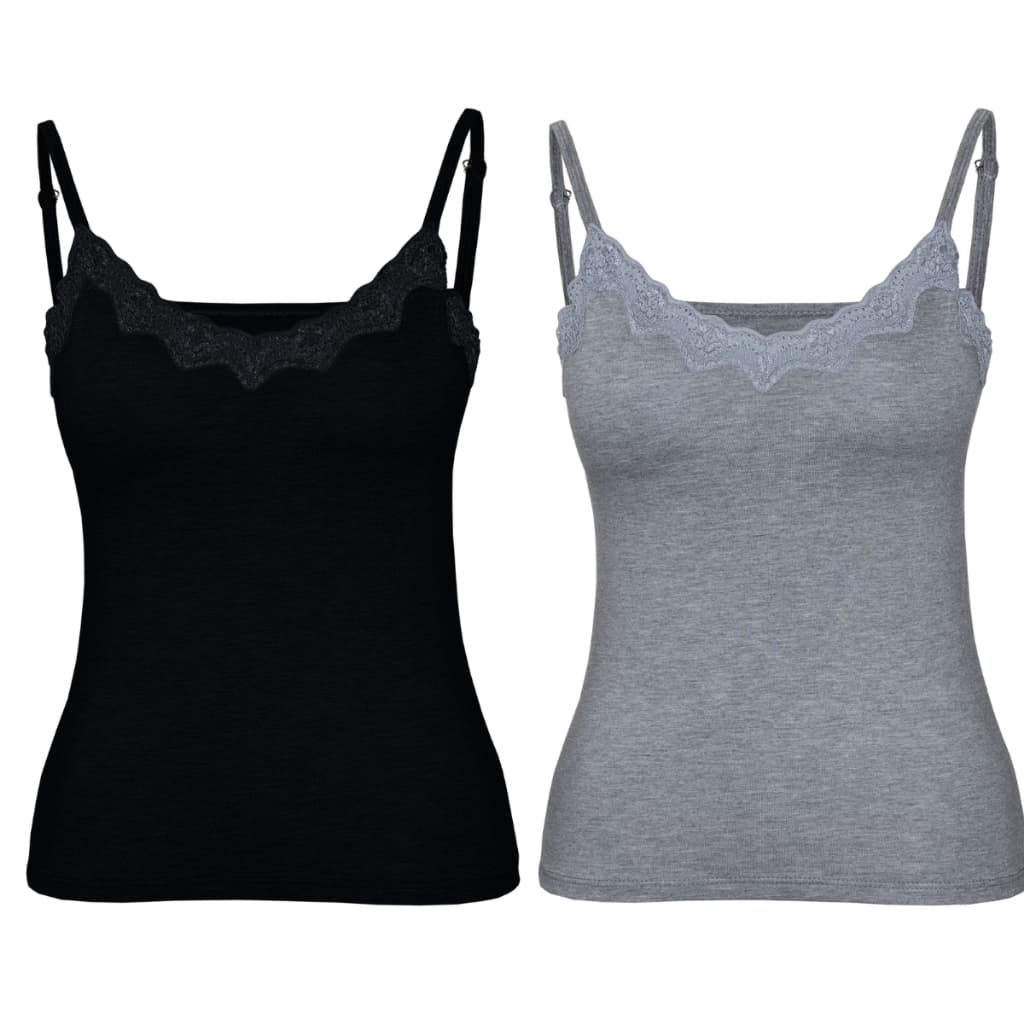 Kit 2 Regatas Femininas Com Renda e Bojo Fina Básica Diário Casual Moda Feminina Praia Academia