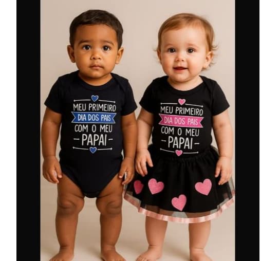 Body meu primeiro dia dos pais- bebê homenagem papai - saia de tule e laço - Body Menino e Menina